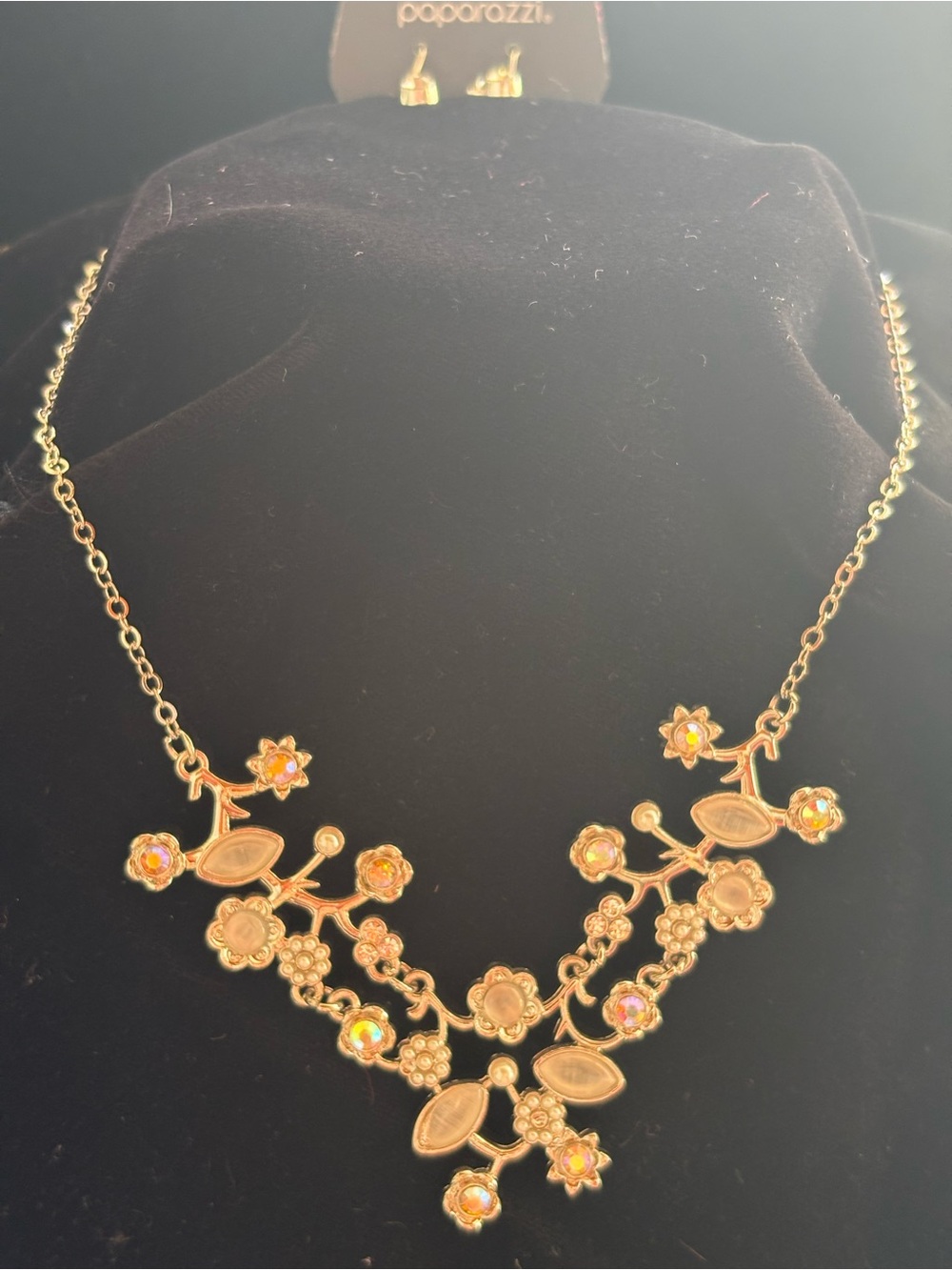 Paparazzi Silver Crystal Floral Branch Necklace